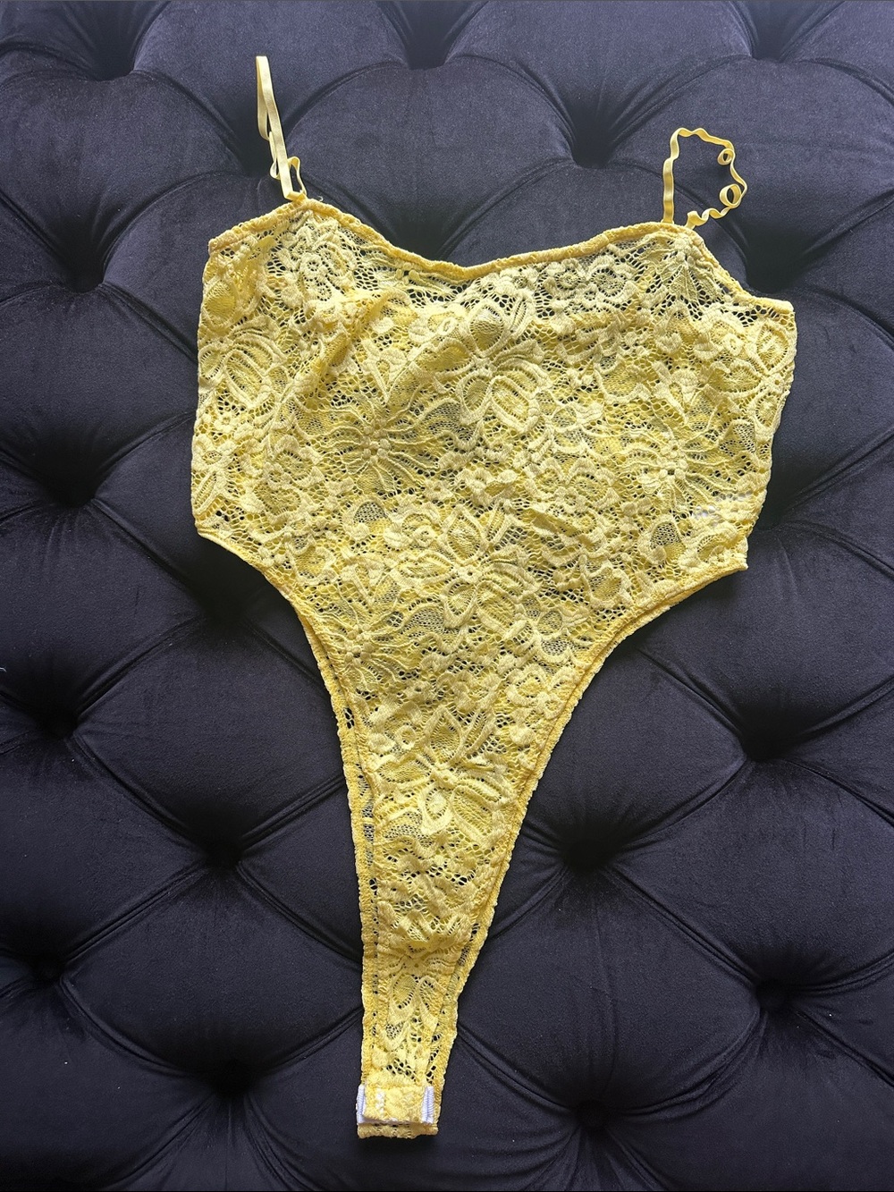 Yellow Lace Thong Bodysuit - Women's Intimates